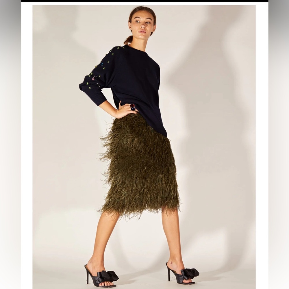 Ostrich feather midi skirt.